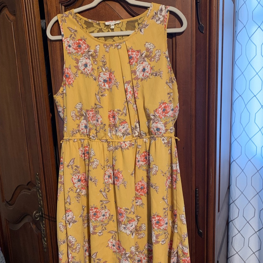 Maurice’s Women Dress Mustard Yellow Floral XL